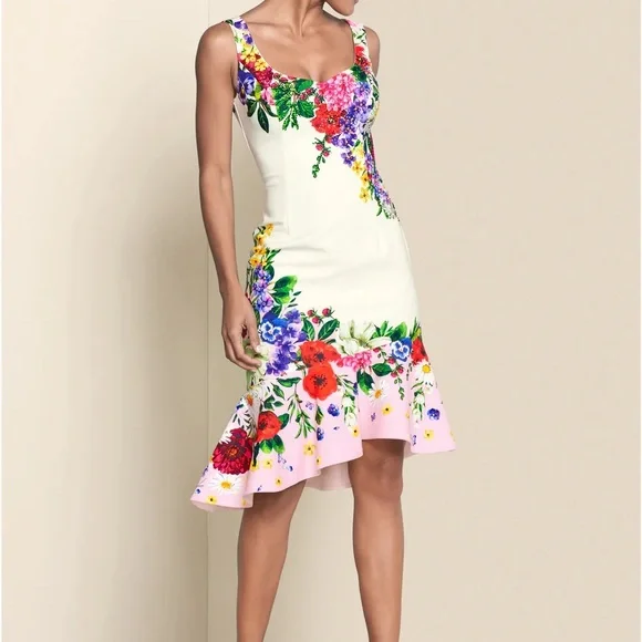 VENUS Asymmetrical Dress with Floral Design